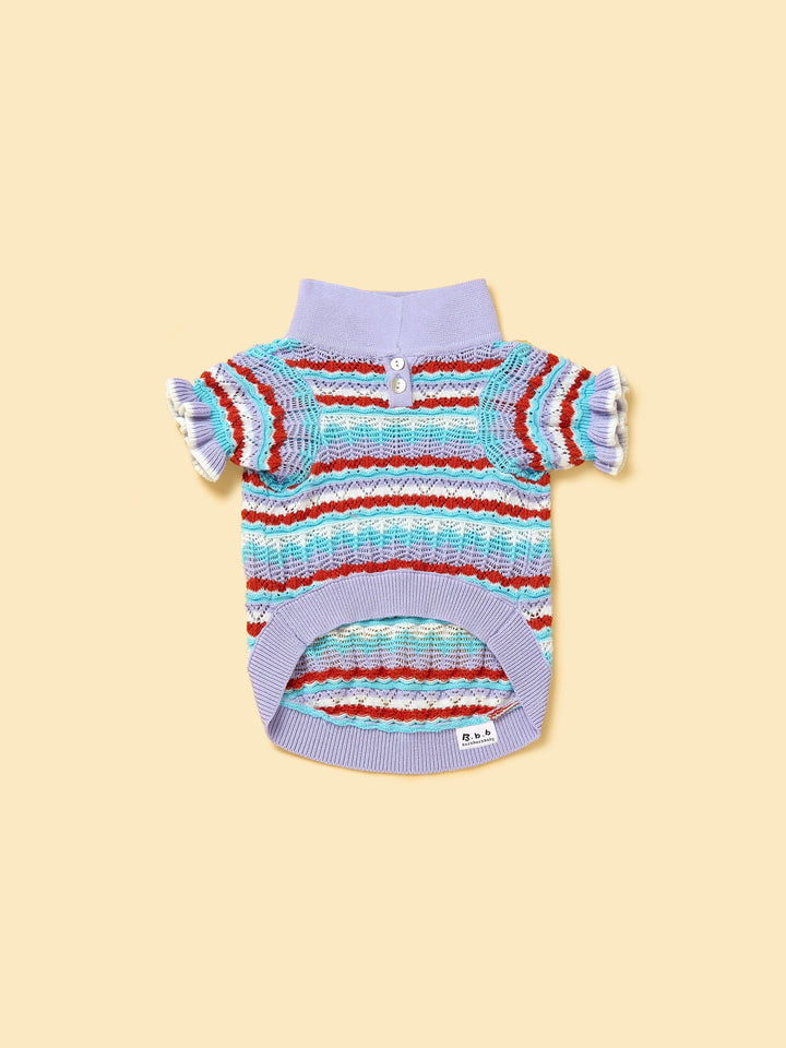 Pre-Order: Pup & Me Lavender Ruffle Crochet Polo Shirt - BarkBarkBaby