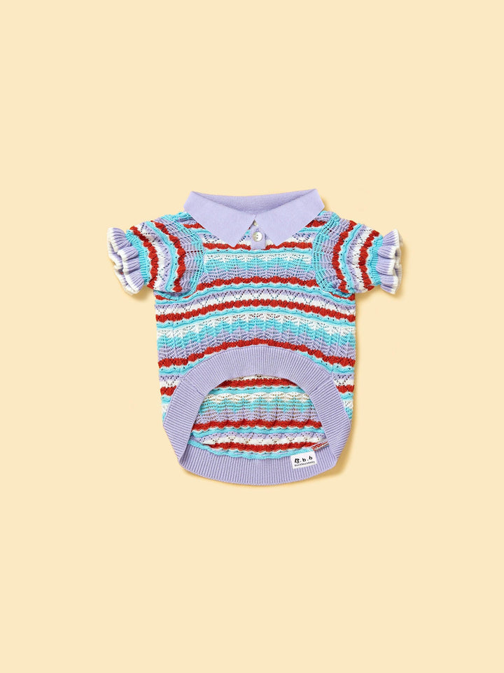 Pre-Order: Pup & Me Lavender Ruffle Crochet Polo Shirt - BarkBarkBaby