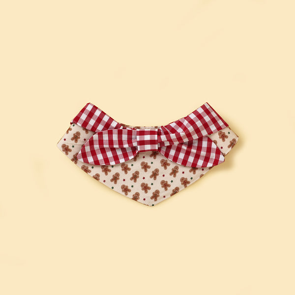 Christmas Morning Gingerbread Man Gingham Print Handmade Bandana