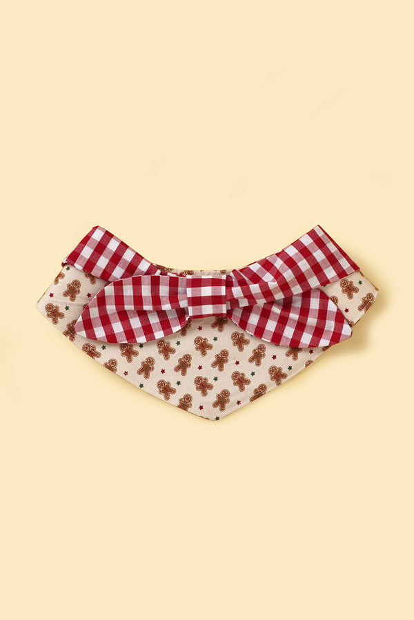 Christmas Morning Gingerbread Man Gingham Print Handmade Bandana