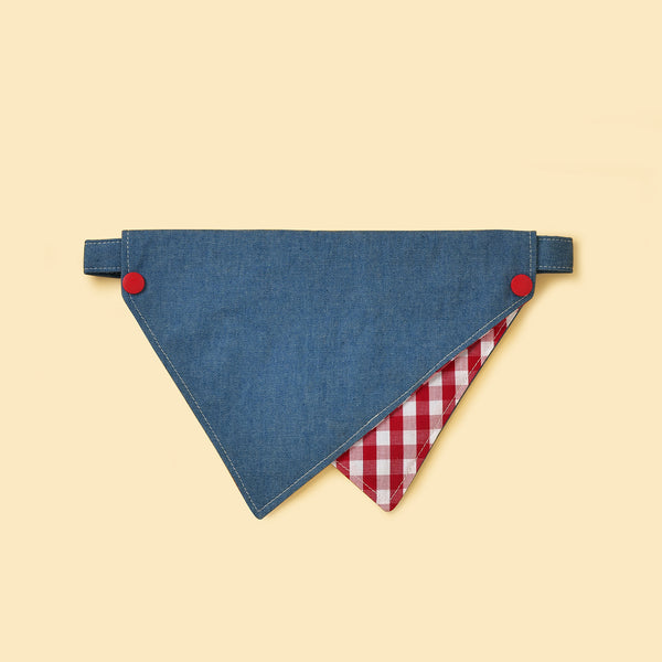 Park Day Denim Gingham Print Handmade Bandana