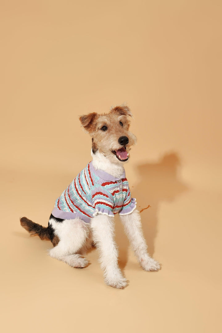 Pre-Order: Pup & Me Lavender Ruffle Crochet Polo Shirt - BarkBarkBaby