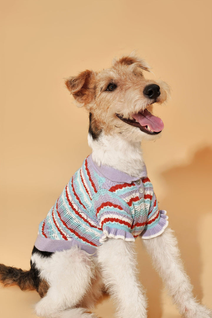 Pre-Order: Pup & Me Lavender Ruffle Crochet Polo Shirt - BarkBarkBaby