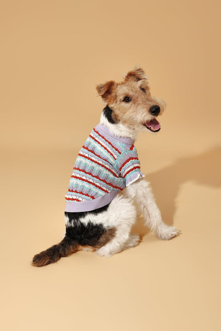 Pre-Order: Pup & Me Lavender Ruffle Crochet Polo Shirt - BarkBarkBaby