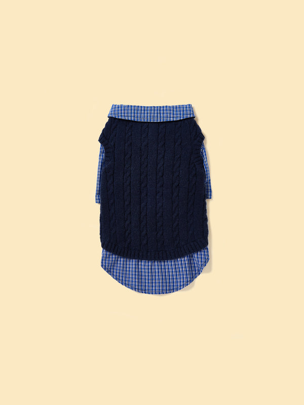 Pre-Order 2 Weeks: SoHo Street Style Navy Checked Sweater Shirt