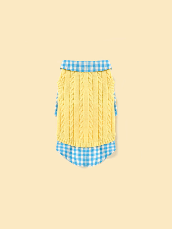 Pre-Order 2 Weeks: Butter Yellow Blue Checked Sweater Shirt